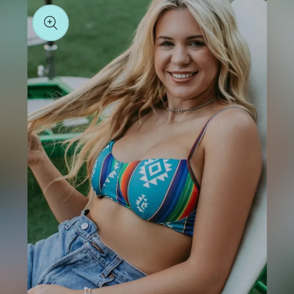 Blue Aztec Bikini Top